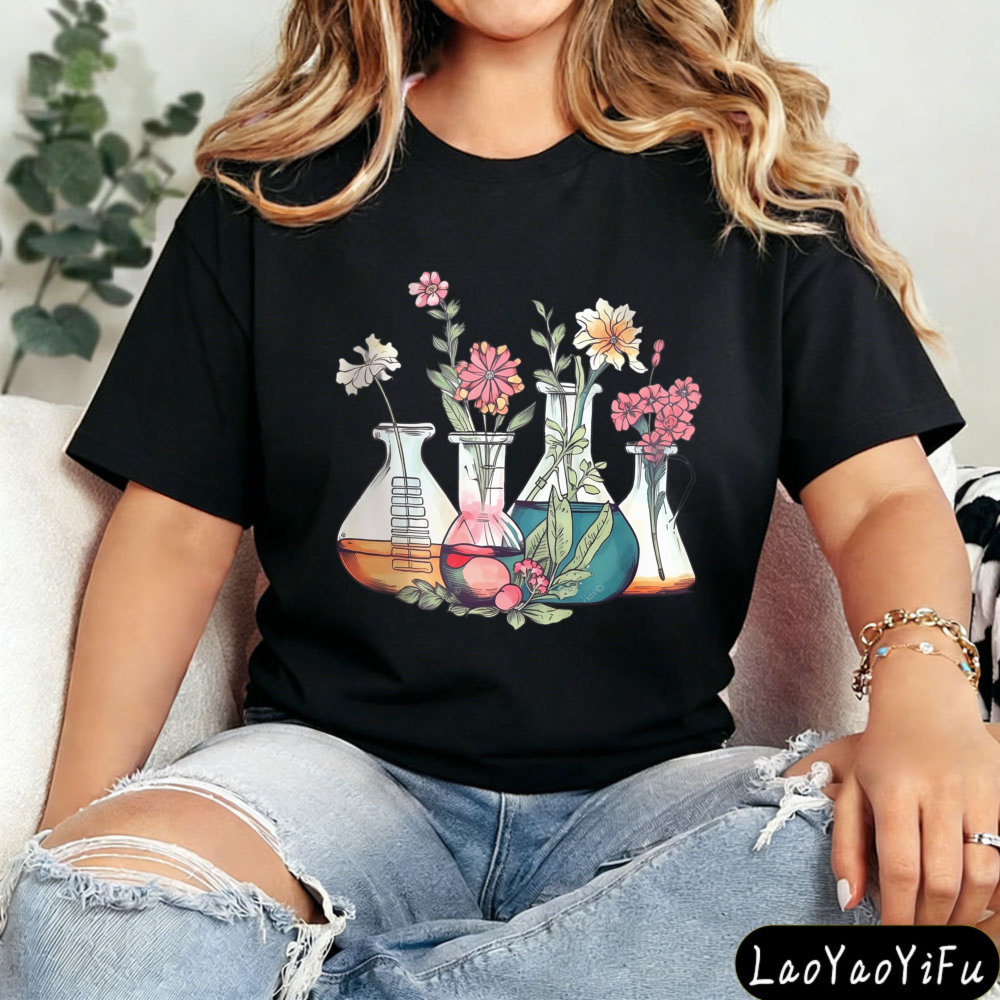 Medical Lab Gifts - Floral Beakers Chemistry Lab Scientist Gift