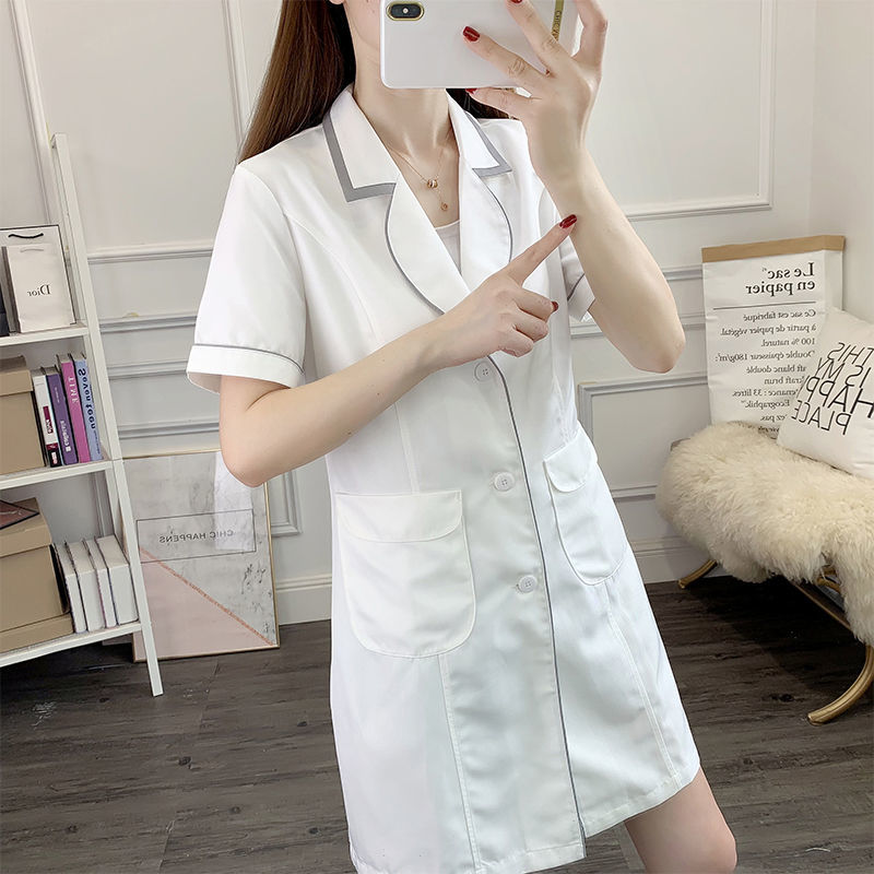 white short beauty uniform dre - Lab Coat Medical ulasan dan harga
