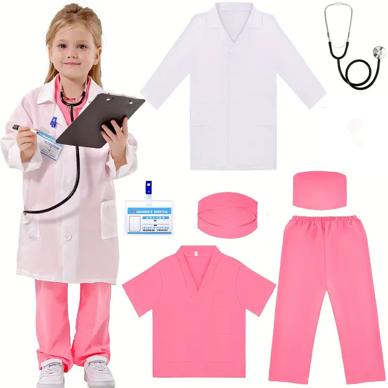 7PCS Kids Doctor Nurse Cosplay - Lab Coat Medical ulasan dan harga