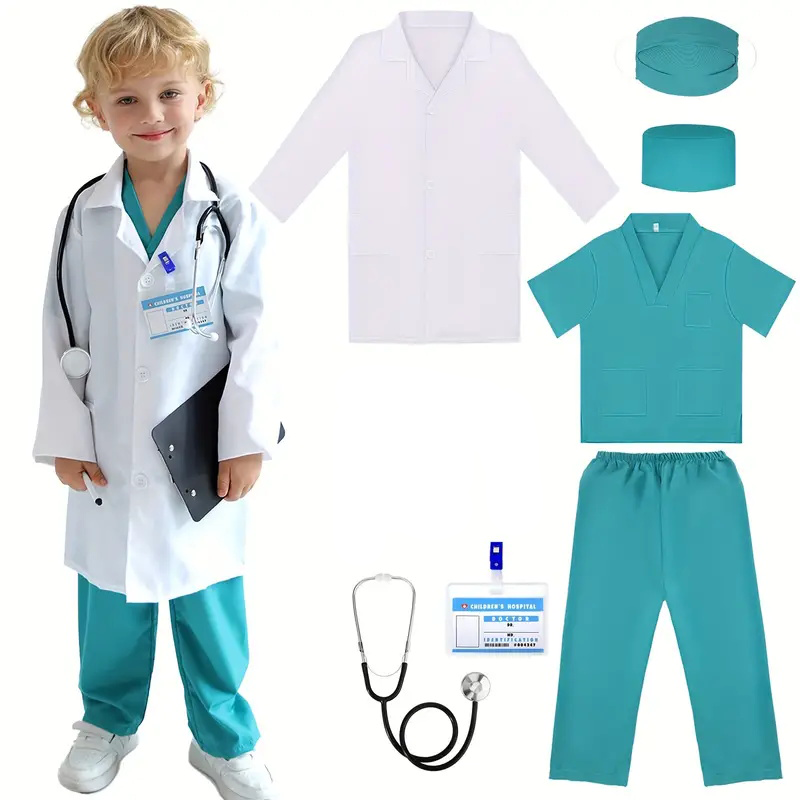 7PCS Kids Doctor Nurse Cosplay - Lab Coat Medical ulasan dan harga