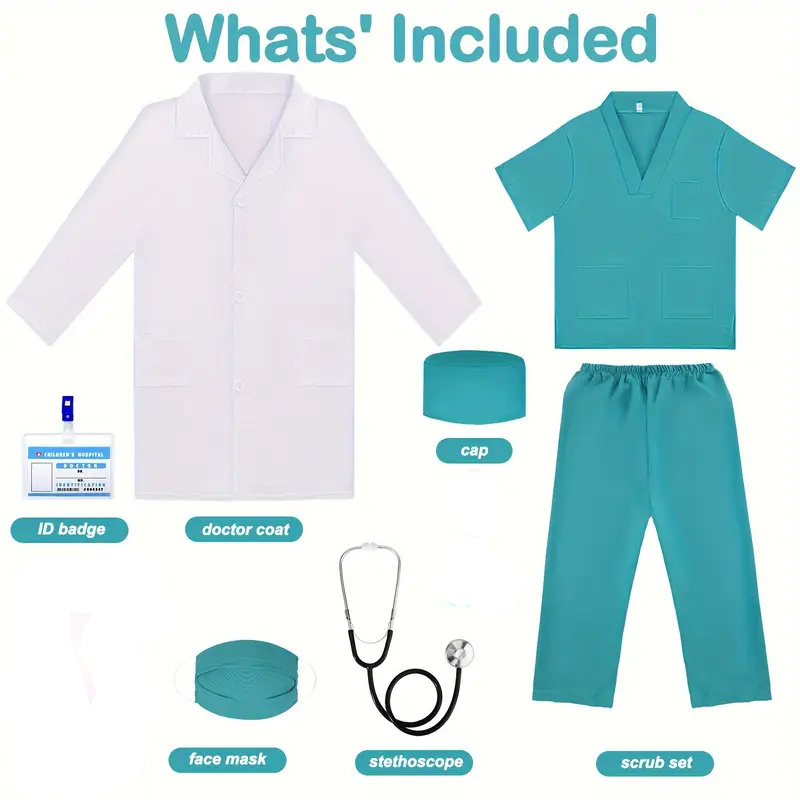 7PCS Kids Doctor Nurse Cosplay - Lab Coat Medical ulasan dan harga