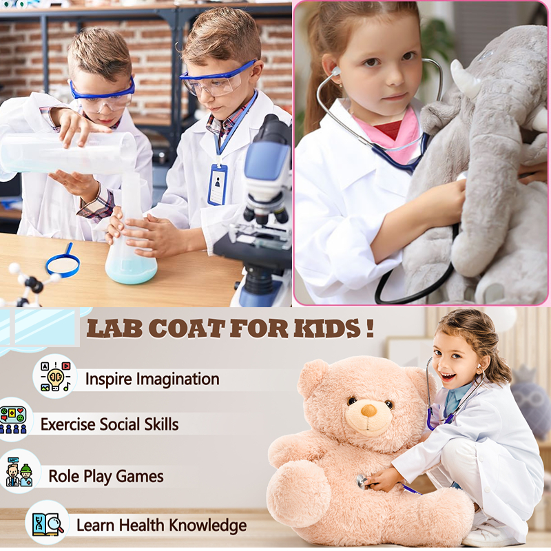 1-24Set Unisex Lab Coat for Ki - Lab Coat Medical ulasan dan harga