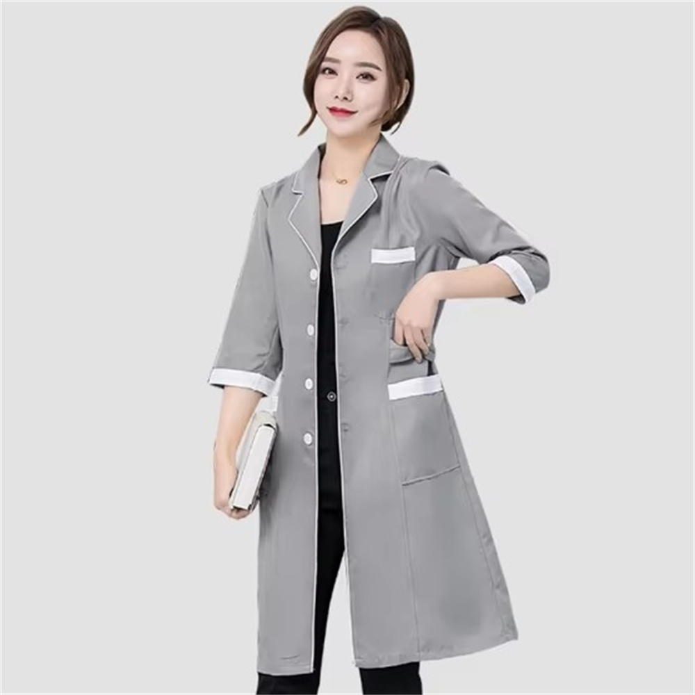 High grade gray solid color sl - Lab Coat Medical ulasan dan harga