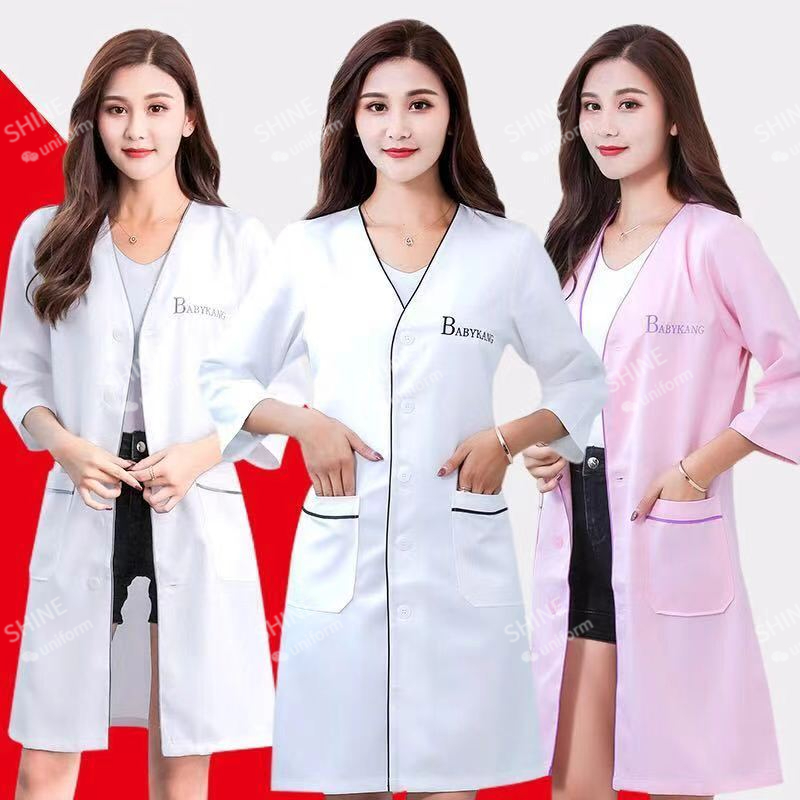 beauty uniform beautician Cust - Lab Coat Medical ulasan dan harga
