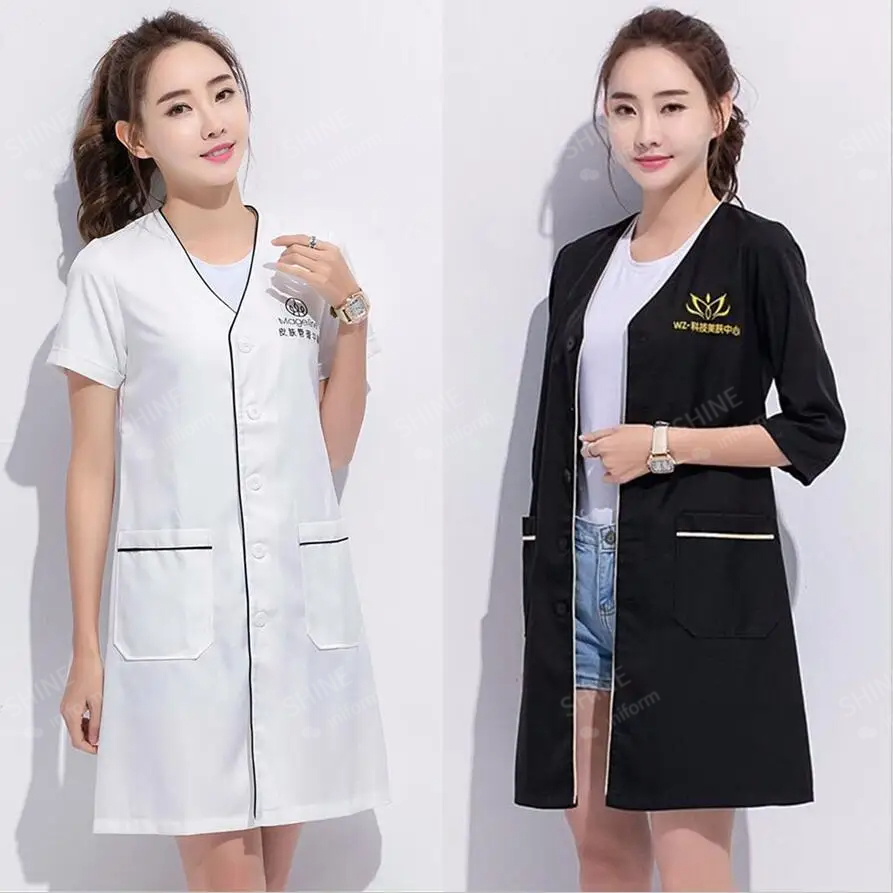 beauty uniform beautician Cust - Lab Coat Medical ulasan dan harga